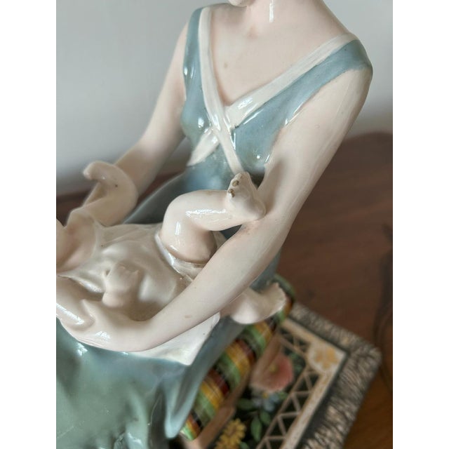 Art Deco Polychrome Ceramic Maternità Sculpture by Vincenzo Bertolotti, Italy, 1930s For Sale - Image 11 of 18