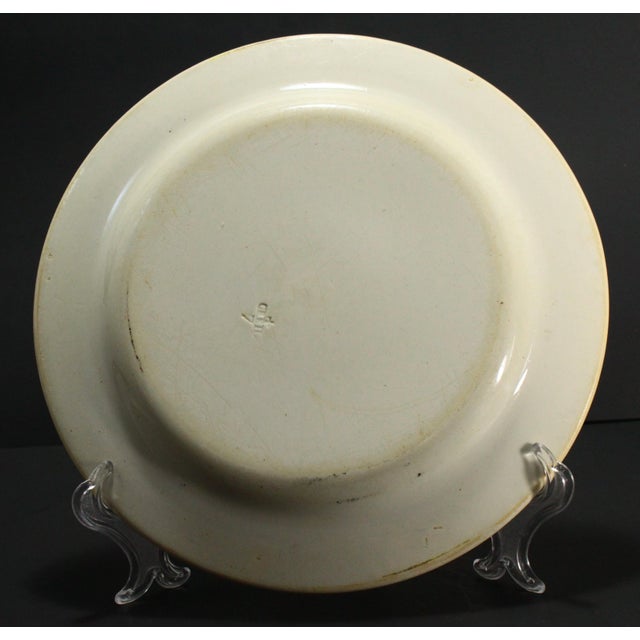 1830s Creil Et Montreau French Faience Polychrome Transfer Plate Country Girl For Sale - Image 10 of 14