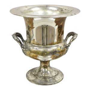 Vintage Trophy Cup Worn Silver Plated Champagne Chiller Ice Bucket by Bristol