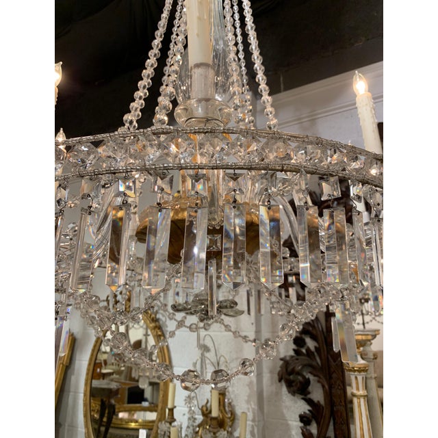 Italian 19th Century Italian Giltwood and Crystal 10-Light Chandelier For Sale - Image 3 of 8