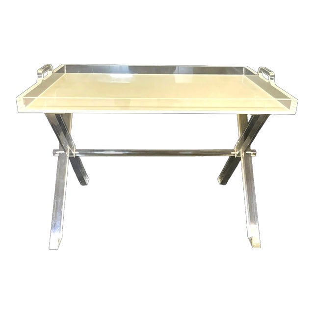 Lucite X Base Tray Coffee Table For Sale
