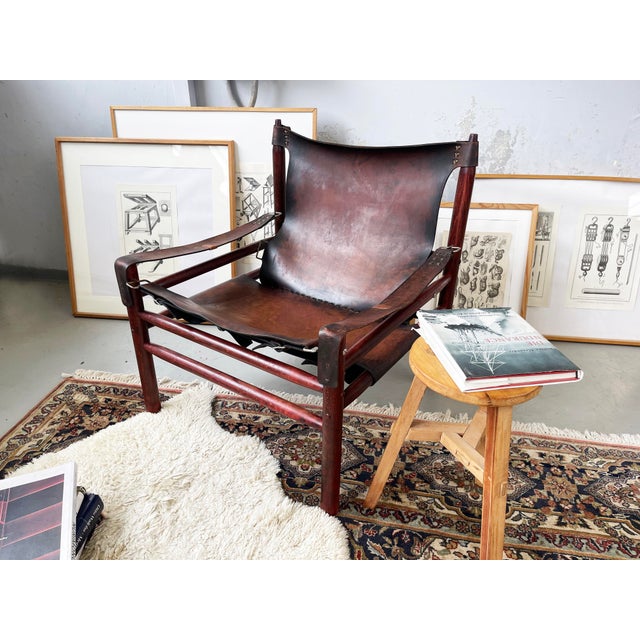 Mid-Century Buffalo Leather Safari Chair by Arne Norell, Scandinavia, 1950s For Sale - Image 13 of 14