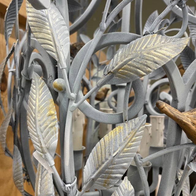 1990s Metal Bird Nest Chandelier For Sale - Image 9 of 11