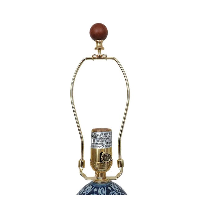 Contemporary Pair of Ralph Lauren Petite Designer Table Lamps Blue & White Double Gourd Shape For Sale - Image 3 of 5
