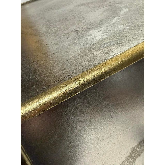 Metal Contemporary Leather Drum Table For Sale - Image 7 of 9