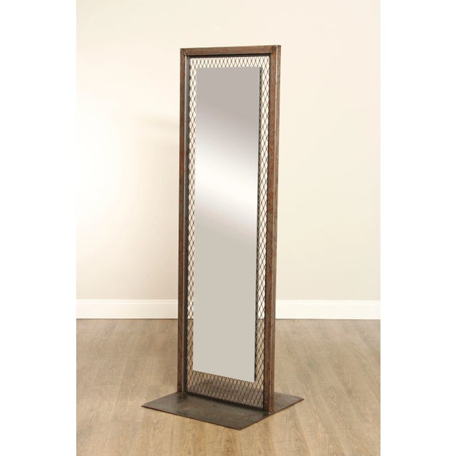 Metal Unusual Custom Crafted Brutalist Steel Double Sided Dressing Mirror For Sale - Image 7 of 12