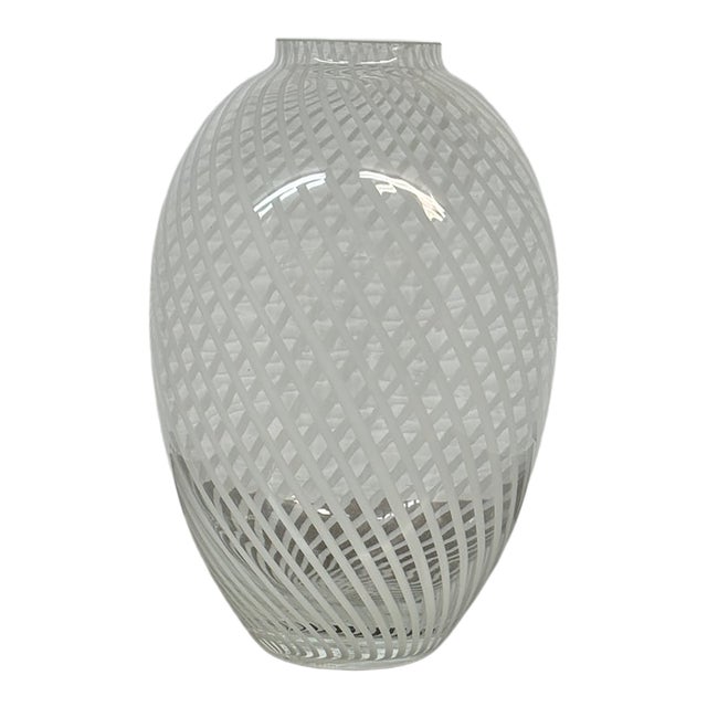 Whirling White Spiral Vase For Sale