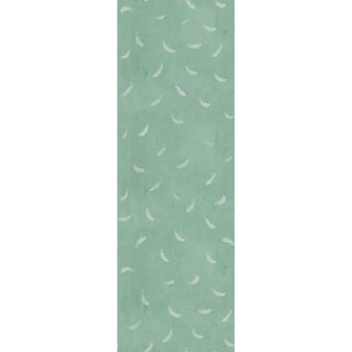 Sample - Large Scale, Feathers (var. 2) Wallpaper by Paule Marrot in Green For Sale