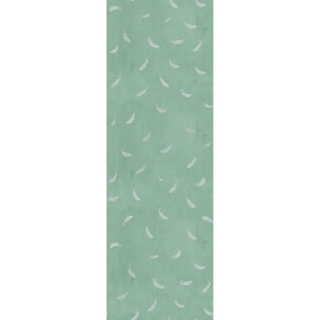 Sample - Large Scale, Feathers (var. 2) Wallpaper by Paule Marrot in Green For Sale