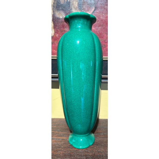 Art Deco Art Deco Green Crystalline Cowan Art Pottery Vase For Sale - Image 3 of 6