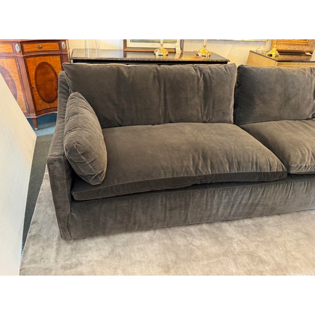 Gray Restoration Hardware Cloud Slope Arm Sofa, Graphite Velvet For Sale - Image 8 of 12