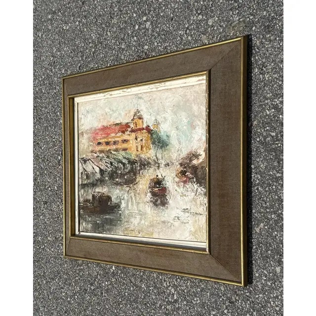 Mid 20th Century Vintage Boho Abstract Landscape Oil on Canvas For Sale - Image 5 of 8