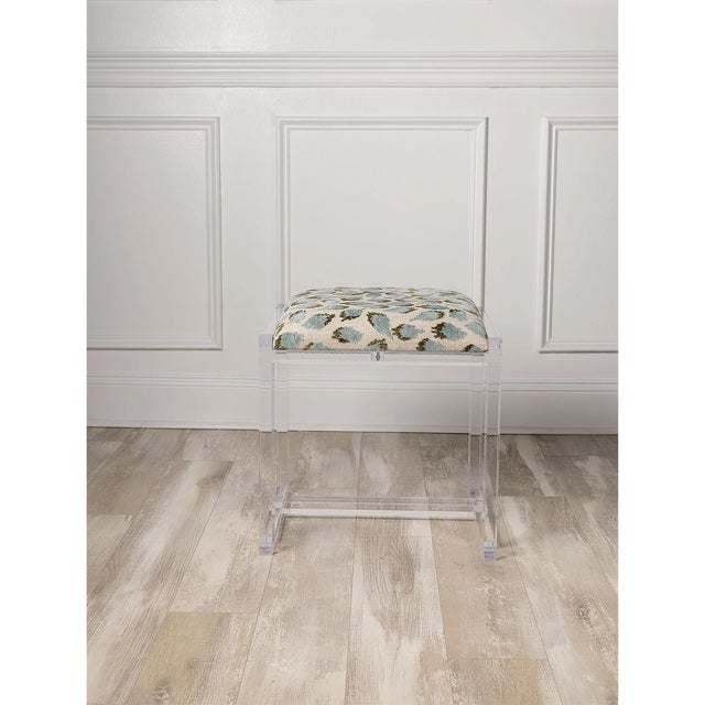 2020s Glencoe Ocelot Celadon Lucite Bench For Sale - Image 5 of 7