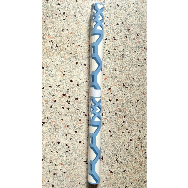 Abstract Schumacher Zanzibar Trellis Blue Wallpaper 5006947 Happy Together Collection For Sale - Image 3 of 5