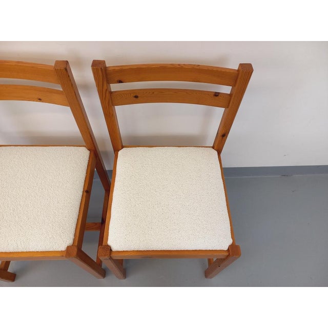 Set of Pine Chairs with Fabric Seats, 1970s For Sale - Image 4 of 18