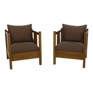 Pair Stickley Harvey Ellis Design Mission Oak Club Chairs For Sale
