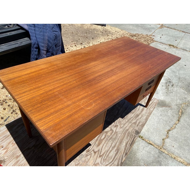 1960s Vintage Mid Century Modern Teak Desk For Sale - Image 9 of 12