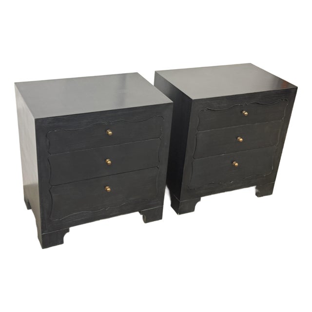 Scalloped Drawer Nightstands, Pair For Sale
