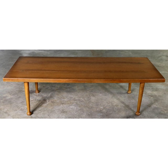 Mid Century Western Ranch Oak Style Plank Coffee Table With Bow Tie