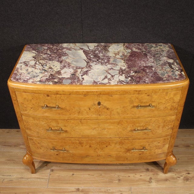 Wood Vintage Birch Wood Dresser with Marble Top, 1950 For Sale - Image 7 of 13