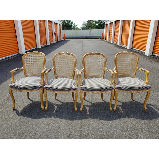 Mid 20th Century Mid 20th Century French Provincial Louis XV Style Cane Backed Fauteuils Arm Chairs For Sale - Image 5 of 17