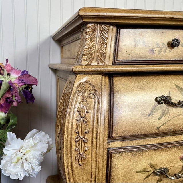Vintage Painted Floral Bombe Chest of Drawers For Sale - Image 12 of 13