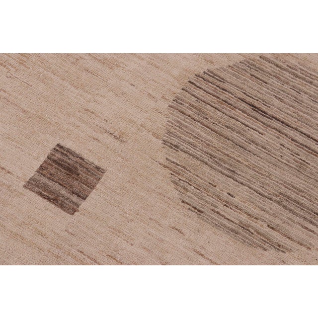 Boho Chic Gabbeh Tan/Green Wool Rug - 9'9'' X 14'0'' For Sale - Image 4 of 10
