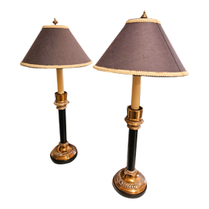 Pair of Frederick Cooper Column Brass Table Lamps
