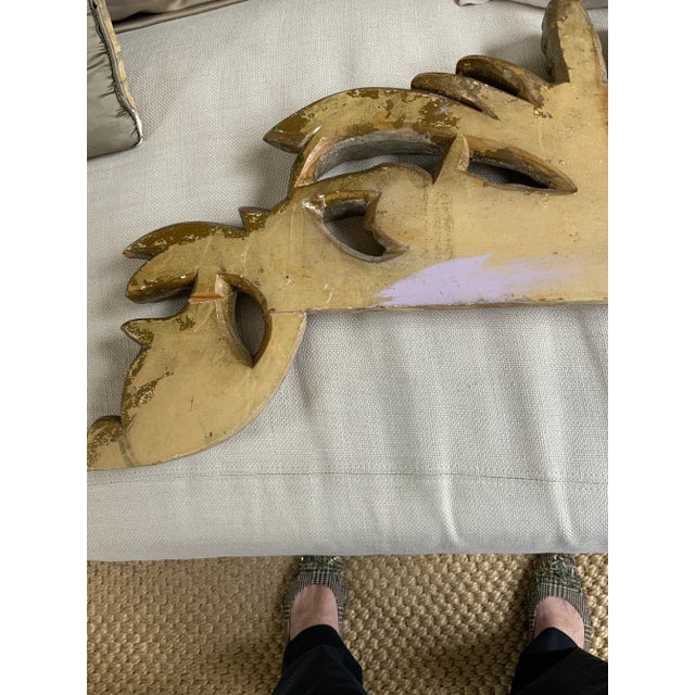 French Vintage Large Architectural Gilt Pediment Overdoor For Sale - Image 11 of 13