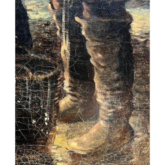 Modern Konstantin Stoitzner, Fishermen, Oil on Canvas, Framed For Sale - Image 3 of 18