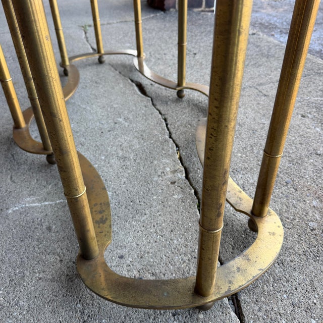 Brass Mastercraft 1970s Brass and Glass Racetrack Dining Set For Sale - Image 8 of 12