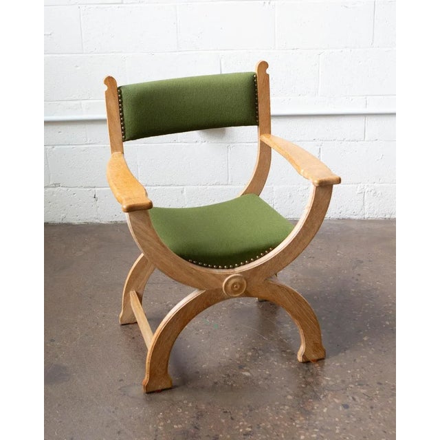 Wood 1960s Danish Modern Oak Kurul Chair Attributed to Henning Kjaernulf For Sale - Image 7 of 12