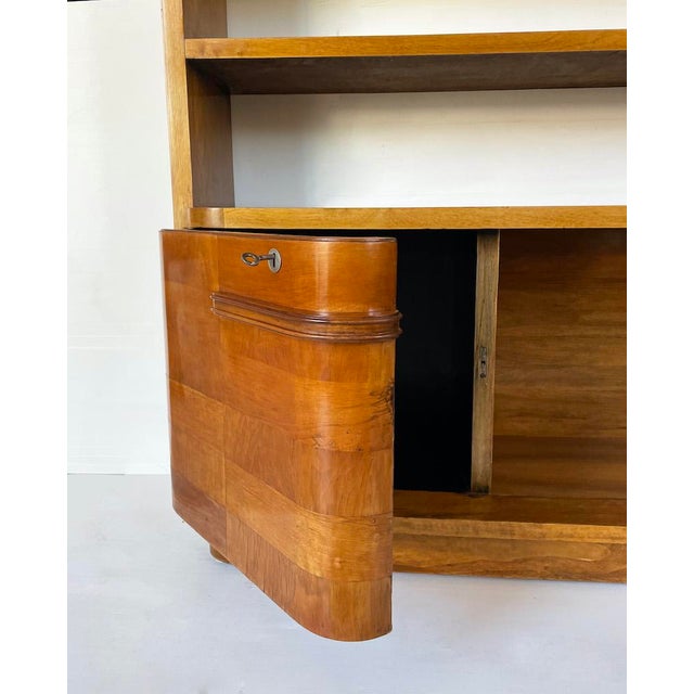 Art Deco Veneered Walnut Bookcase with Doors, 1930s For Sale - Image 4 of 13