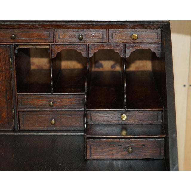 Carved English Oak Library Desk with Lions Head Brass Handles, 1860s For Sale - Image 18 of 18