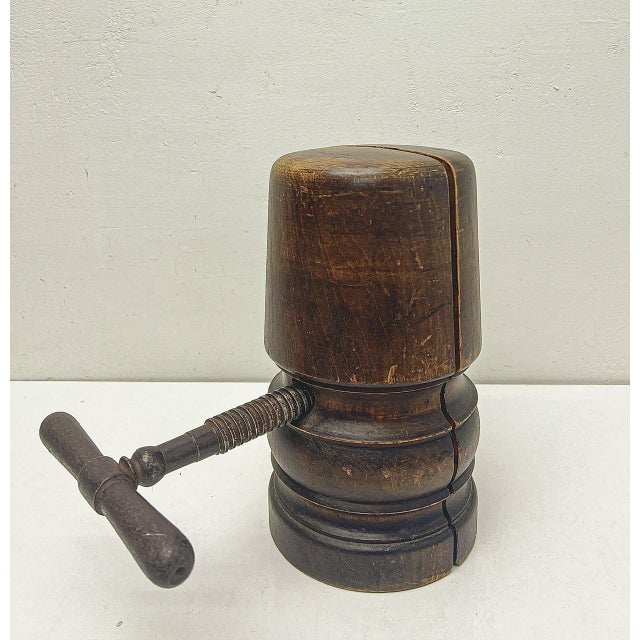Originally used to make hats, this original antique wooden hat tensioner has a beautiful rich patina, a decorative item....