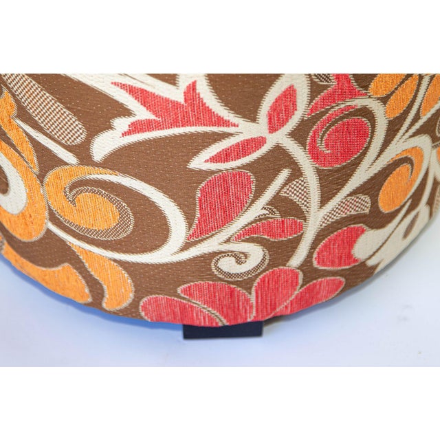 Post Modern Cylindrical Moroccan Pouf Upholstered Stool in Bold Colorful Fabric For Sale - Image 11 of 12
