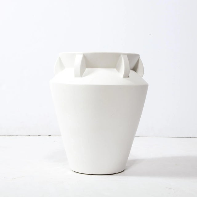 Late 20th Century Modernist Urn Form White Ceramic Vase For Sale - Image 9 of 12