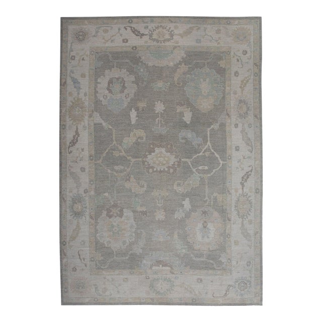 Oriental Hand Knotted Rug Turkish Oushak 9'11" x 14'4" For Sale