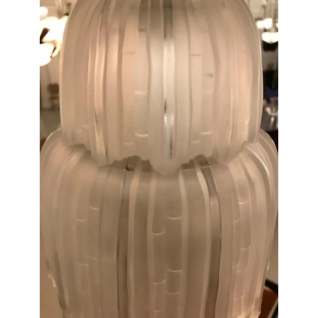 Silver French Art Deco Waterfall Chandeliers Signed by Sabino - a Pair For Sale - Image 8 of 11