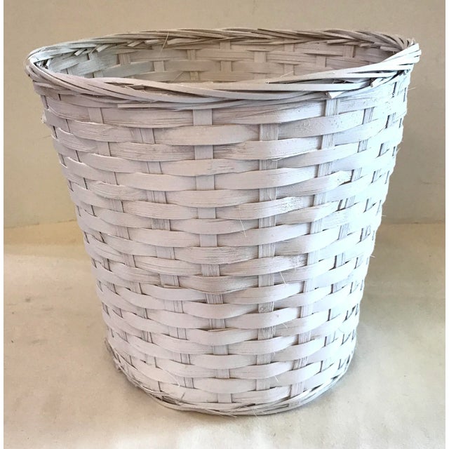 Nice vintage white wicker waste basket!