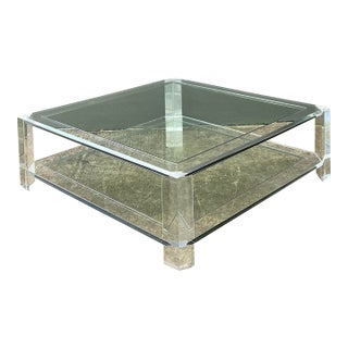 Vintage Interlude Home Lucite Coffee Table With Inset Glass For Sale