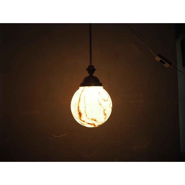 Czech Art Deco Pendant with Opaline Glass Shade, 1930s For Sale - Image 12 of 13