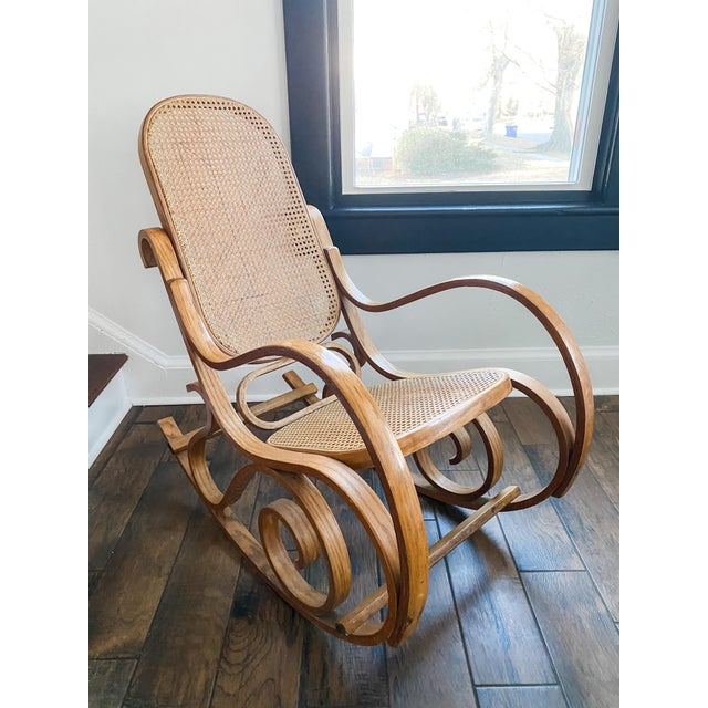 Late 20th Century Bentwood Cane Rocking Chair Chairish
