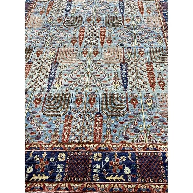 Textile Handwoven Blue Bijar Style Rug 8'0" X 9'9" For Sale - Image 7 of 11