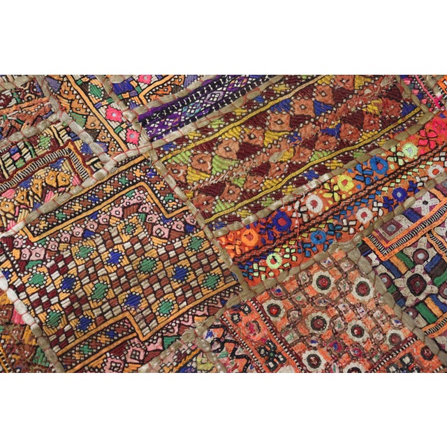 Brown Vintage Embroidered Wall Hung Patchwork Tapestry, 1950s For Sale - Image 8 of 18