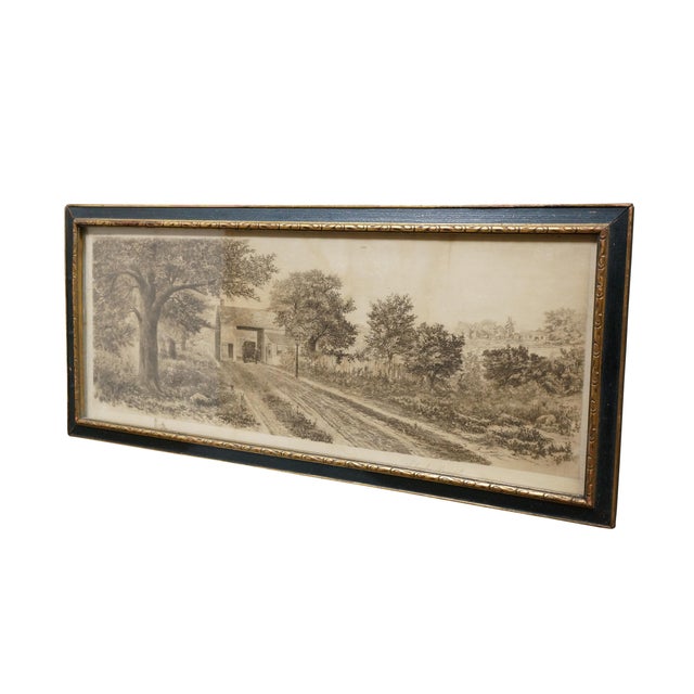 Realism Antique Charles Gondel Mailman Horse & Carriage Panoramic Landscape Etching 25" For Sale - Image 3 of 13