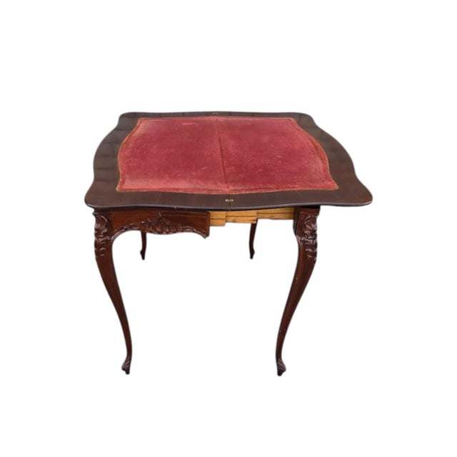 19th Century 19th Century French Walnut Hand Carved Console Table/ Game Table. For Sale - Image 5 of 17