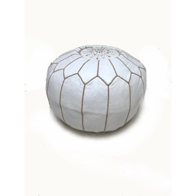 Moroccan Leather Moroccan Pouf Cover For Sale - Image 9 of 9