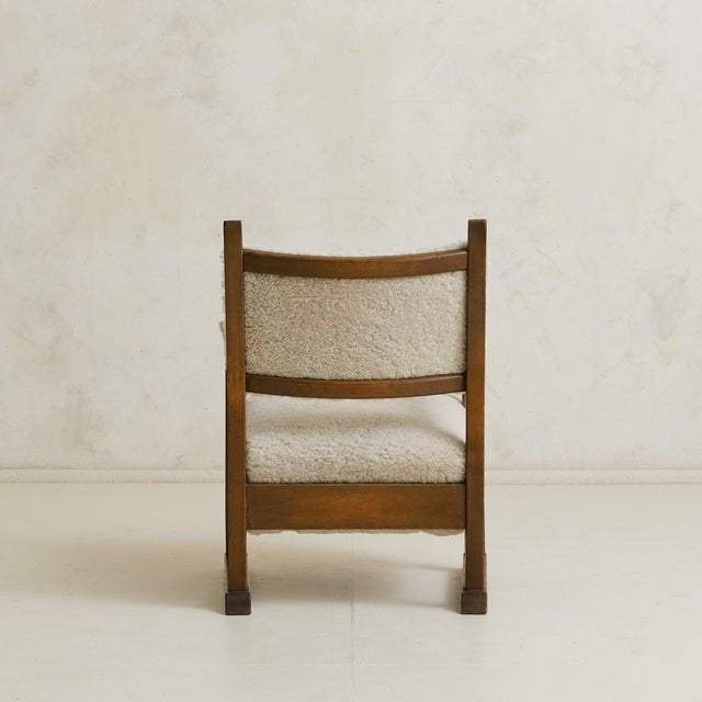 Danish Oak Armchair with Lambskin Upholstery, 1940s - 2 Available For Sale - Image 4 of 18