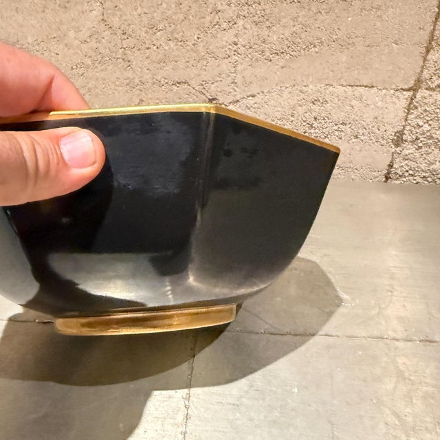Metal Fitz & Floyd Octagonal Serving Vegetable Bowl Renaissance Mid Century For Sale - Image 7 of 12